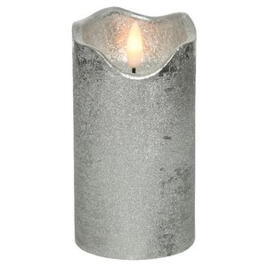 Светодиодная свеча с имитацией пламени Стелла 13 см серебряная восковая, на батарейках, таймер Kaemingk фото 3