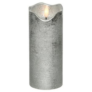 Светодиодная свеча с имитацией пламени Стелла 17 см серебряная восковая, на батарейках, таймер Kaemingk фото 3