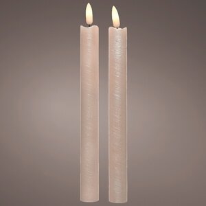 Столовая светодиодная свеча с имитацией пламени Стелла 24 см 2 шт розовая, на батарейках, таймер Kaemingk фото 5