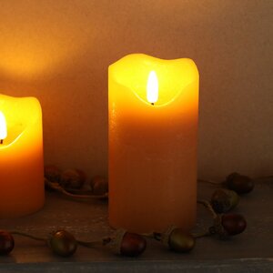 Светодиодная свеча с имитацией пламени Стелла 13 см миндальная восковая, на батарейках, таймер Kaemingk фото 2