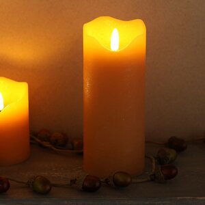 Светодиодная свеча с имитацией пламени Стелла 17 см миндальная восковая, на батарейках, таймер Kaemingk фото 2