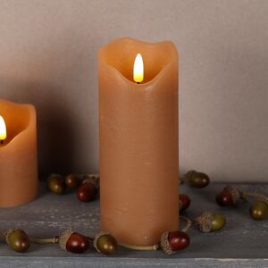 Светодиодная свеча с имитацией пламени Стелла 17 см миндальная восковая, на батарейках, таймер (Kaemingk, Нидерланды). Артикул: 485894