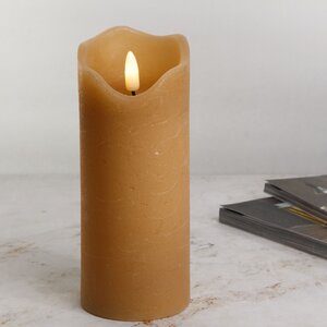 Светодиодная свеча с имитацией пламени Стелла 17 см миндальная восковая, на батарейках, таймер Kaemingk фото 6