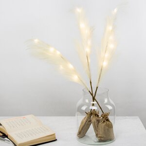 Светящаяся ветка для декора Перо Manosque - Milky White 70 см, теплые белые LED, на батарейках Kaemingk фото 4