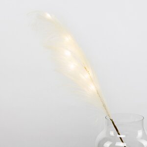 Светящаяся ветка для декора Перо Manosque - Milky White 70 см, теплые белые LED, на батарейках Kaemingk фото 7