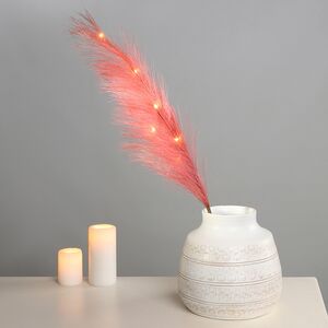 Светящаяся ветка для декора Перо Маноскью 70 см коралловая, теплые белые LED, на батарейках Kaemingk (Кейминг) фото 2