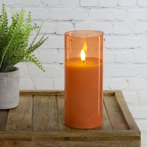 Светодиодная свеча в колбе с живым пламенем Одри: Amber 18 см, на батарейках, таймер (Kaemingk, Нидерланды). Артикул: ID76232