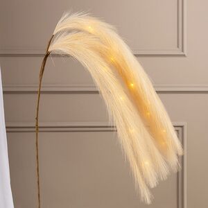 Светящаяся ветка для декора Перо Моник 105 см бежевая, теплые белые LED лампы, на батарейках Kaemingk (Кейминг) фото 2