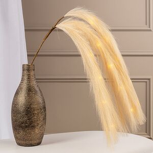 Светящаяся ветка для декора Перо Моник 105 см бежевая, теплые белые LED лампы, на батарейках Kaemingk (Кейминг) фото 4