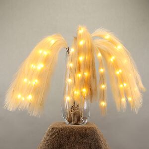 Светящаяся ветка для декора Перо Моник 105 см бежевая, теплые белые LED лампы, на батарейках Kaemingk (Кейминг) фото 6