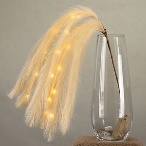 Светящаяся ветка для декора Перо Моник 105 см бежевая, теплые белые LED лампы, на батарейках Kaemingk (Кейминг) фото 5