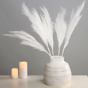 Светящаяся ветка для декора Перо Бланшет 70 см белая, теплые белые LED лампы, на батарейках Kaemingk (Кейминг) фото 3