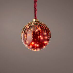 Подвесной светильник Денали - Шар 14 см, 30 микро LED ламп, на батарейках, стекло, IP20 (Kaemingk, Нидерланды). Артикул: 486305