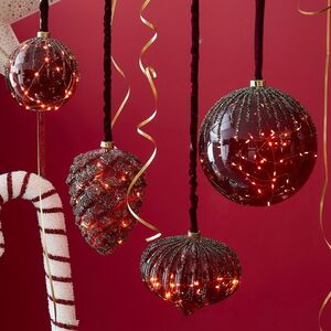 Подвесной светильник Денали - Луковка 20 см, 15 микро LED ламп, таймер, на батарейках, стекло Kaemingk фото 3