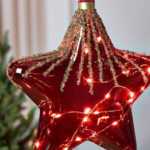 Подвесной светильник Денали - Звезда 20 см, 15 микро LED ламп, красный, таймер, на батарейках, стекло Kaemingk фото 2