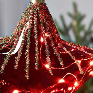 Подвесной светильник Денали - Звезда 20 см, 15 микро LED ламп, красный, таймер, на батарейках, стекло Kaemingk фото 4