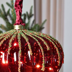 Подвесной светильник Денали - Луковка 20 см, 15 микро LED ламп, таймер, на батарейках, стекло Kaemingk фото 4