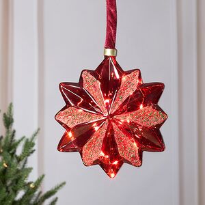 Подвесной светильник Денали - Звезда 19 см, 15 микро LED ламп, таймер, на батарейках, стекло (Kaemingk, Нидерланды). Артикул: 486310