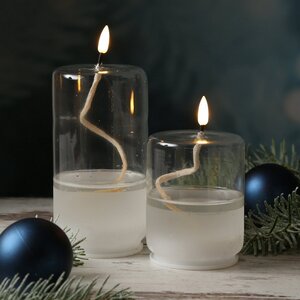 Светодиодная свеча с имитацией пламени Эриче 14 см на батарейках, таймер, стекло Kaemingk фото 3