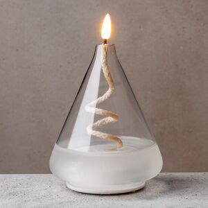 Светодиодная свеча с имитацией пламени Эриче 16 см на батарейках, таймер, стекло (Kaemingk, Нидерланды). Артикул: 486325