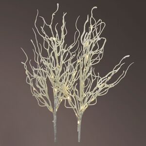 Набор светящихся веток Бомпьеро 60 см белая, теплые белые LED лампы, 2 шт, на батарейках (Kaemingk, Нидерланды). Артикул: 486595-4