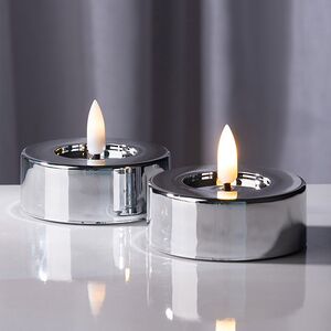 Чайная светодиодная свеча Лейден серебряная 7*6 см, 2 шт, на батарейках