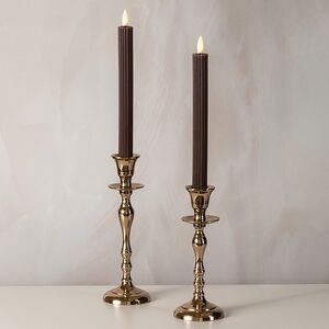 Столовая светодиодная свеча Glen с имитацией пламени 25 см темный шоколад, 2 шт, на батарейках Kaemingk фото 3