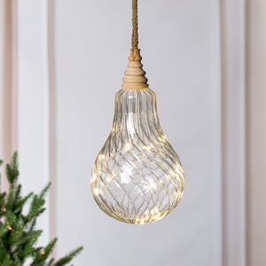 Подвесной светильник Лампочка Брэдберри 16 см, 12 микро LED ламп, на батарейках, стекло (Kaemingk, Нидерланды). Артикул: 488669