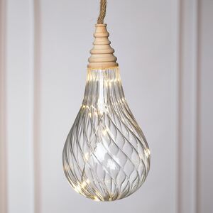 Подвесной светильник Лампочка Брэдберри 10 см, 10 микро LED ламп, на батарейках, стекло (Kaemingk, Нидерланды). Артикул: 488670