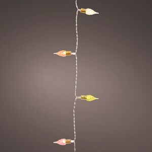 Светодиодная гирлянда на батарейках Vintage lights 4.9 м, 50 разноцветных LED ламп, прозрачный ПВХ, контроллер, таймер (Kaemingk, Нидерланды). Артикул: 488848