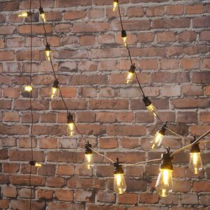 Гирлянда из лампочек Ретро, 20 ламп, теплые белые LED, 9.5 м, черный ПВХ, соединяемая, IP44 Kaemingk фото 6