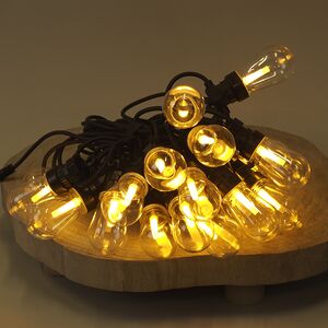 Гирлянда из лампочек Ретро, 20 ламп, теплые белые LED, 9.5 м, черный ПВХ, соединяемая, IP44 Kaemingk фото 10