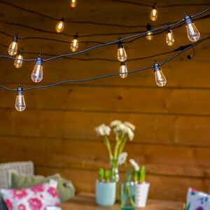 Гирлянда из лампочек Ретро, 20 ламп, теплые белые LED, 9.5 м, черный ПВХ, соединяемая, IP44 Kaemingk фото 5