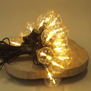 Ретро гирлянда Большие Лампочки, 20 ламп, теплые белые LED, 9.5 м, черный ПВХ, соединяемая, IP44 Kaemingk фото 4
