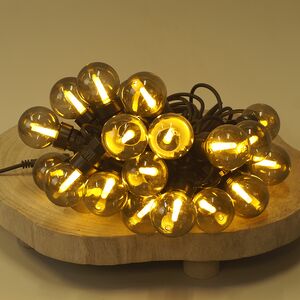 Гирлянда Лампочки Дымчатые, 20 ламп, теплые белые LED, 9.5 м, черный ПВХ, соединяемая, IP44 Kaemingk фото 5