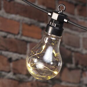 Гирлянда из лампочек Ретро Стиль, 20 ламп, теплые белые LED, 9.5 м, черный ПВХ, соединяемая, IP44 Kaemingk фото 5