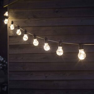 Гирлянда из лампочек Ретро Стиль, 20 ламп, теплые белые LED, 9.5 м, черный ПВХ, соединяемая, IP44