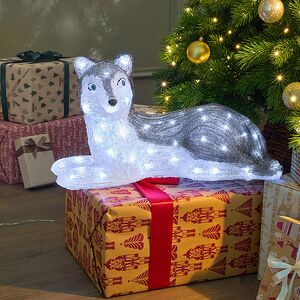 Светодиодная фигура Голубоглазый Хаски Рой 51 см, 60 LED ламп, IP44