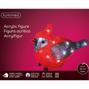 Светодиодная фигура Птичка Кардинал Харли 20 см, 20 LED ламп, на батарейках, IP44 Kaemingk (Кейминг) фото 8