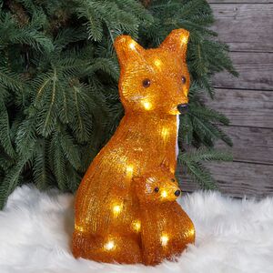 Светодиодная фигура Лиса Анэйс с лисенком 35 см, 30 LED ламп, на батарейках, IP44, уцененный Kaemingk фото 2