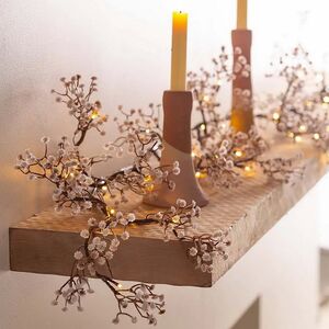 Светящаяся ветка - гирлянда Гипсофила Sprankelend 120 см, 100 теплых белых микро LED ламп, таймер, на батарейках, IP44 (Kaemingk, Нидерланды). Артикул: 492805