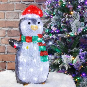 Светящаяся фигура Пингвин Ронни готовится к Рождеству 45 см, 48 LED ламп, IP44 (Kaemingk, Нидерланды). Артикул: ID76062