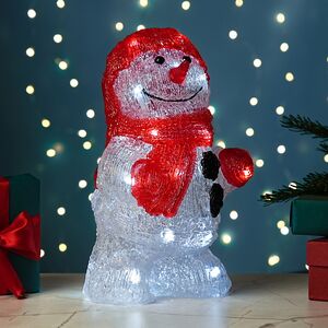 Светящаяся фигура Снеговик Улофссон 29 см, 24 LED лампы, на батарейках, IP44