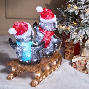 Светящаяся фигура Пингвины Момо и Лилу на санках 62*57 см, 110 LED ламп, IP44 Kaemingk (Кейминг) фото 5