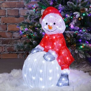 Светодиодная фигура Снеговик Антеро - Лапландские сказки 60 см, 90 LED ламп, IP44 (Kaemingk, Нидерланды). Артикул: ID76070