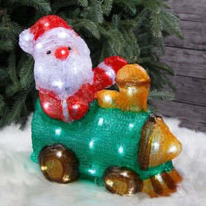 Светящаяся фигура Санта Клаус - Christmas Train 39 см, 50 LED ламп, IP44 (Kaemingk, Нидерланды). Артикул: ID76072