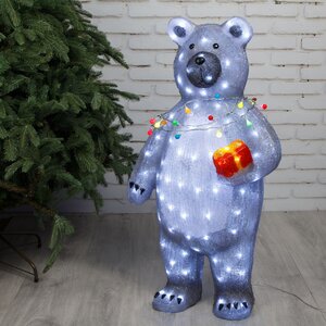 Светодиодная фигура Медведь Бадди - Christmas is coming 89 см, 150 LED ламп с мерцанием, IP44 Kaemingk фото 1