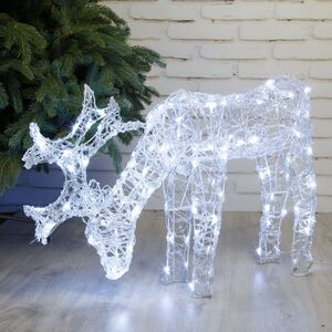 Светящийся олень Juno Deer 83*53 см, 100 холодных белых LED ламп с мерцанием, IP44 (Kaemingk, Нидерланды). Артикул: ID76766