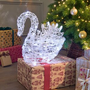 Светящаяся фигура Лебедь - Lake Constance 40 см, 50 холодных белых LED ламп, на батарейках, IP44