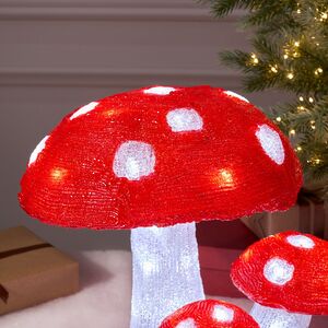 Светодиодная фигура Мухоморы 31 см, 60 холодных белых LED ламп, таймер, IP44 Kaemingk фото 3